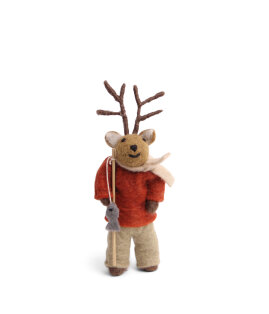 Day and Age Small Brown Boy Deer with Fishing Pole